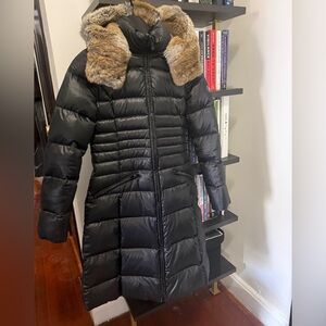 Dawn Levy Sabine Black Down Puffer Coat with REAL FUR Hood